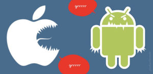 iphone vs android 2 300x146 Android & iPhones   25% du marché mondial