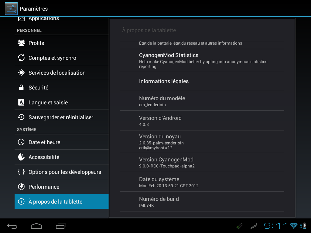 capture Android 4 Alpha2 HP Touchpad capture Android 4 Alpha2 HP Touchpad Android CyanogenMod 9 Alpha 2 débarque sur la TouchPad