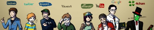 bandeau facebook twitter myspace wikipedia deviantArt YouTube Google 4chan Les vidéos du vendredi