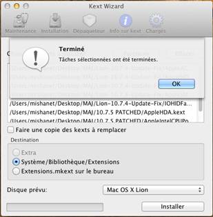installation terminee installation terminee VMware OS X 10.7.5 sous Windows