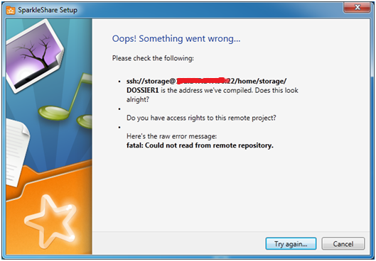 Installer SparkleShare, un Dropbox like Open Source Setup oops Installer SparkleShare, un Dropbox like Open Source